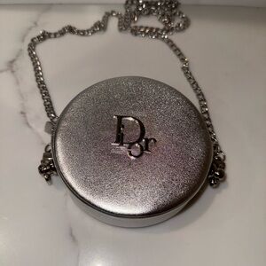 Dior Metallic Silver Round Clutch on Chain – New